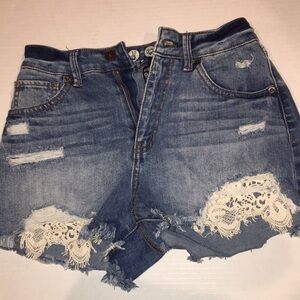 By Rewash Brand Jean Shorts Distressed With Lace | Denim shorts | Size 27